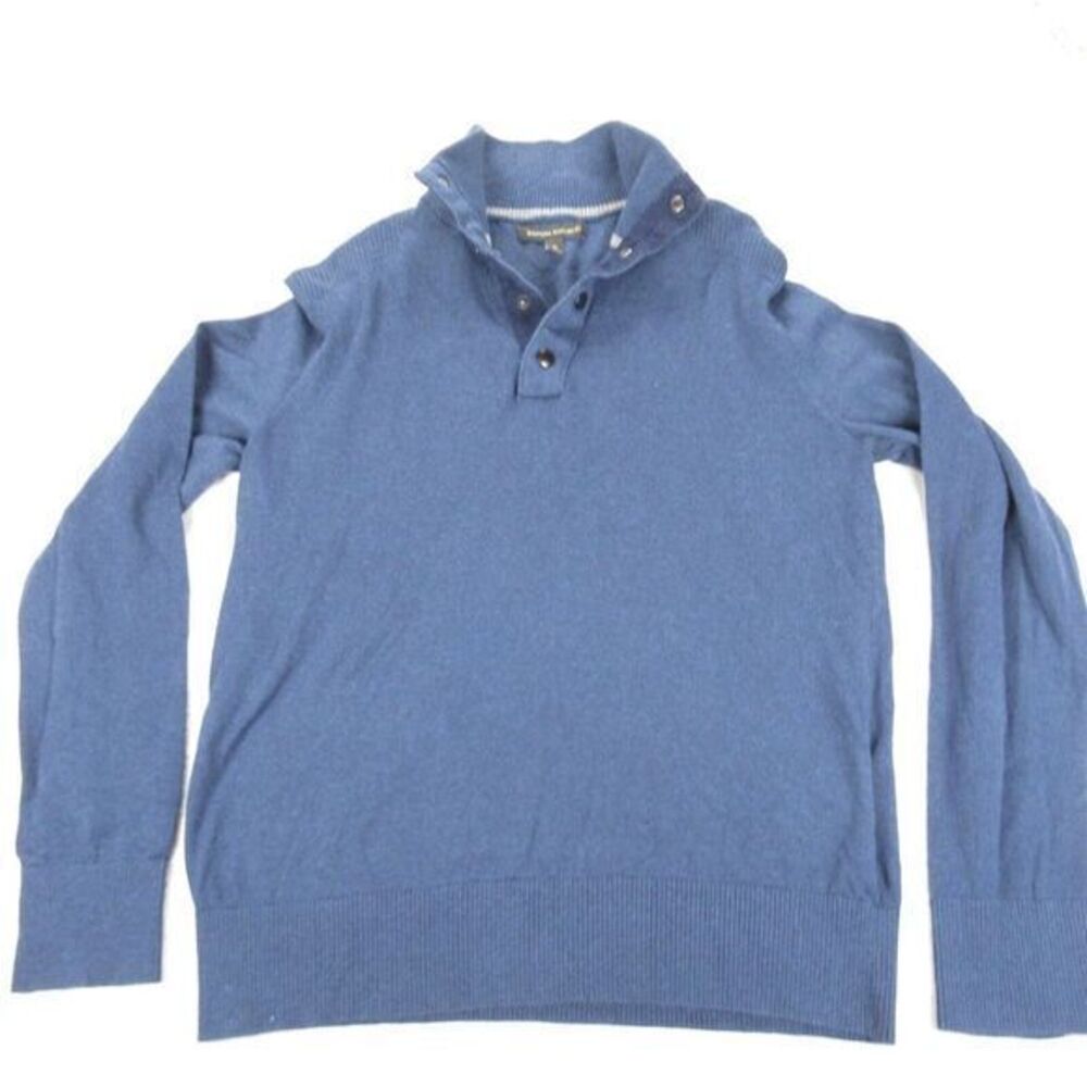 Banana Republic Wool Blend Sweater‎ Mens Medium Blue 1/4 Button Knit Pullover